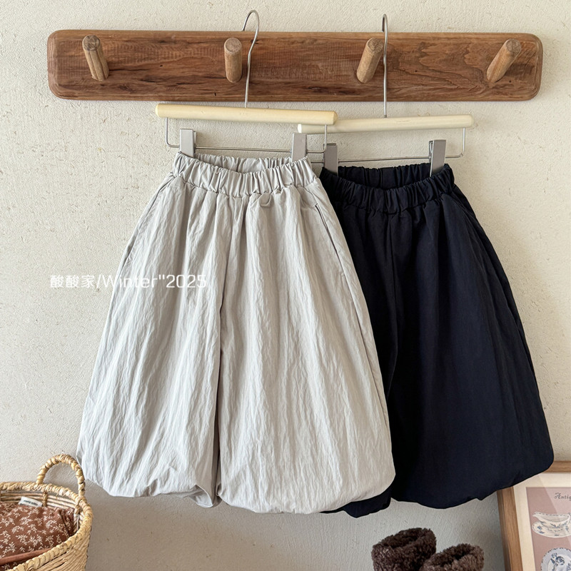 儿童森系简约休闲花苞裤冬季新品韩系女童百搭洋气灯笼裤棉裤潮范