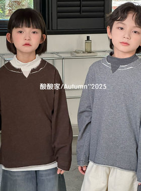 儿童宽松V领长袖上衣百搭