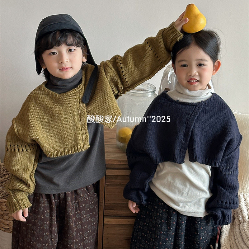 儿童短款半身毛线开衫
