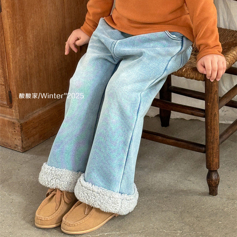 女童设计感韩系脚口毛毛牛仔裤冬季新品女宝宝百搭喇叭裤长裤洋气,童装/婴儿装/亲子装,裤子,淘宝优惠券,粉丝福利购,淘宝优惠卷