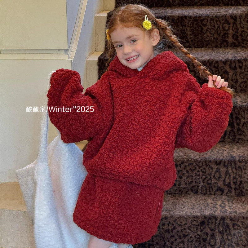 女童红色圣诞卫衣套装冬季新品韩系韩系女宝宝连帽上衣半裙两件套,童装/婴儿装/亲子装,套装,淘宝优惠券,粉丝福利购,淘宝优惠卷