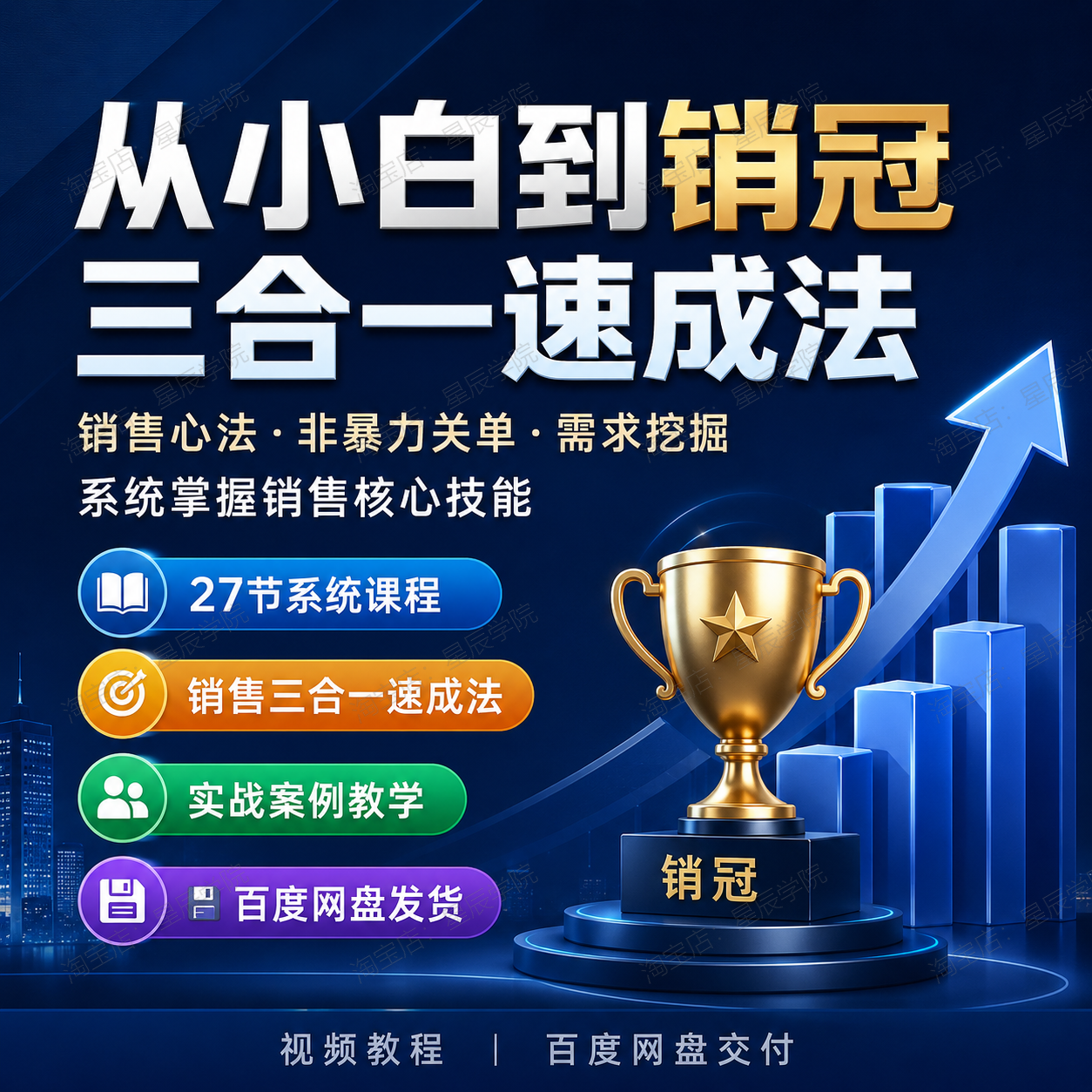 从小白到销冠三合一速成法27节全套视频教程系统掌握销售核心技能