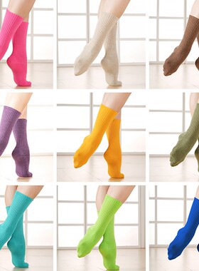 现代舞袜舞蹈练功袜子防滑儿童芭蕾古典中国舞棉男女成人中筒加厚