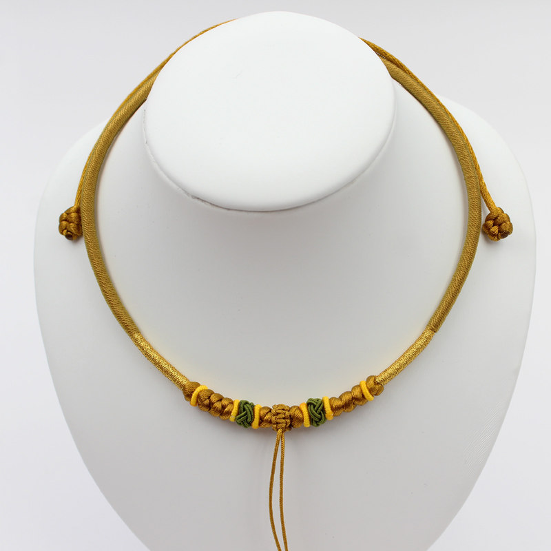 原创纯手工编织百岁满月宝宝长命金锁编绳婴儿童项链吊坠绳