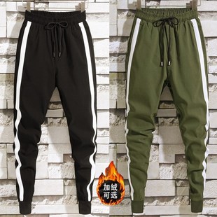 裤 子加绒休闲小脚裤 子男秋冬潮流修身 精神小伙裤 男 九分裤 2023新款