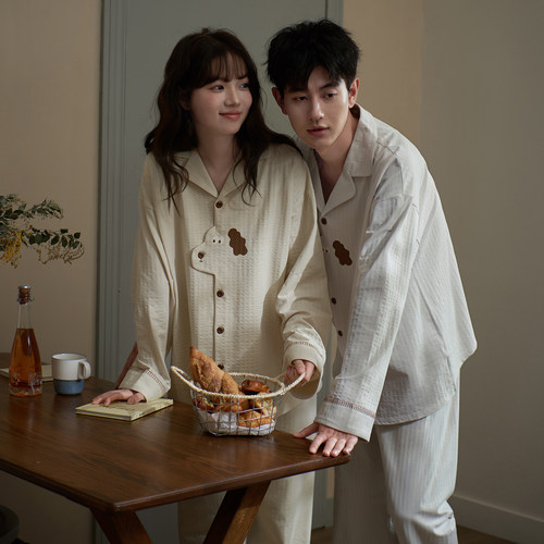 马克公主可爱卡通小狗情侣睡衣春