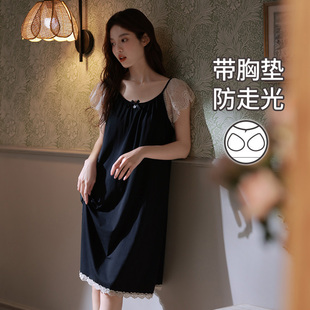 带胸垫家居服连衣裙 马克公主纯欲蕾丝网纱莫代尔睡裙女夏2025新款
