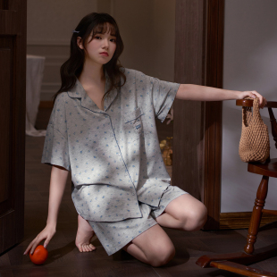 超火绝美家居服可外穿 短裤 马克公主韩系甜美小碎花睡衣女款 夏短袖
