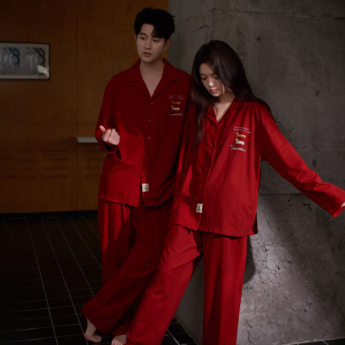 马克公主红色纯棉结婚本命年睡衣