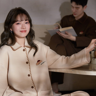 马克公主情侣睡衣冬季纯棉加厚夹层空气棉秋冬季男女士可爱家居服