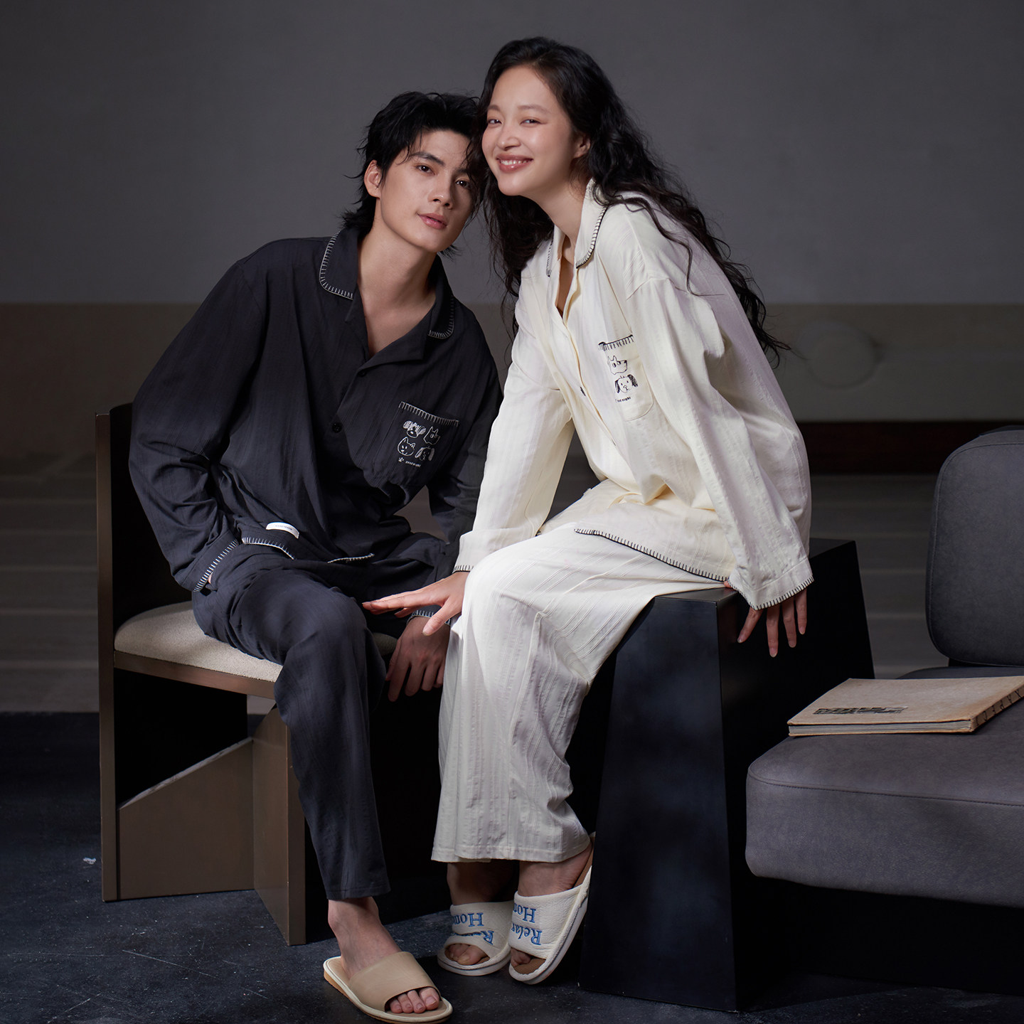 马克公主高级感纯棉情侣睡衣春秋男女长袖简约时尚休闲家居服套装,女士内衣/男士内衣/家居服,睡衣/家居服套装,淘宝优惠券,粉丝福利购,淘宝优惠卷