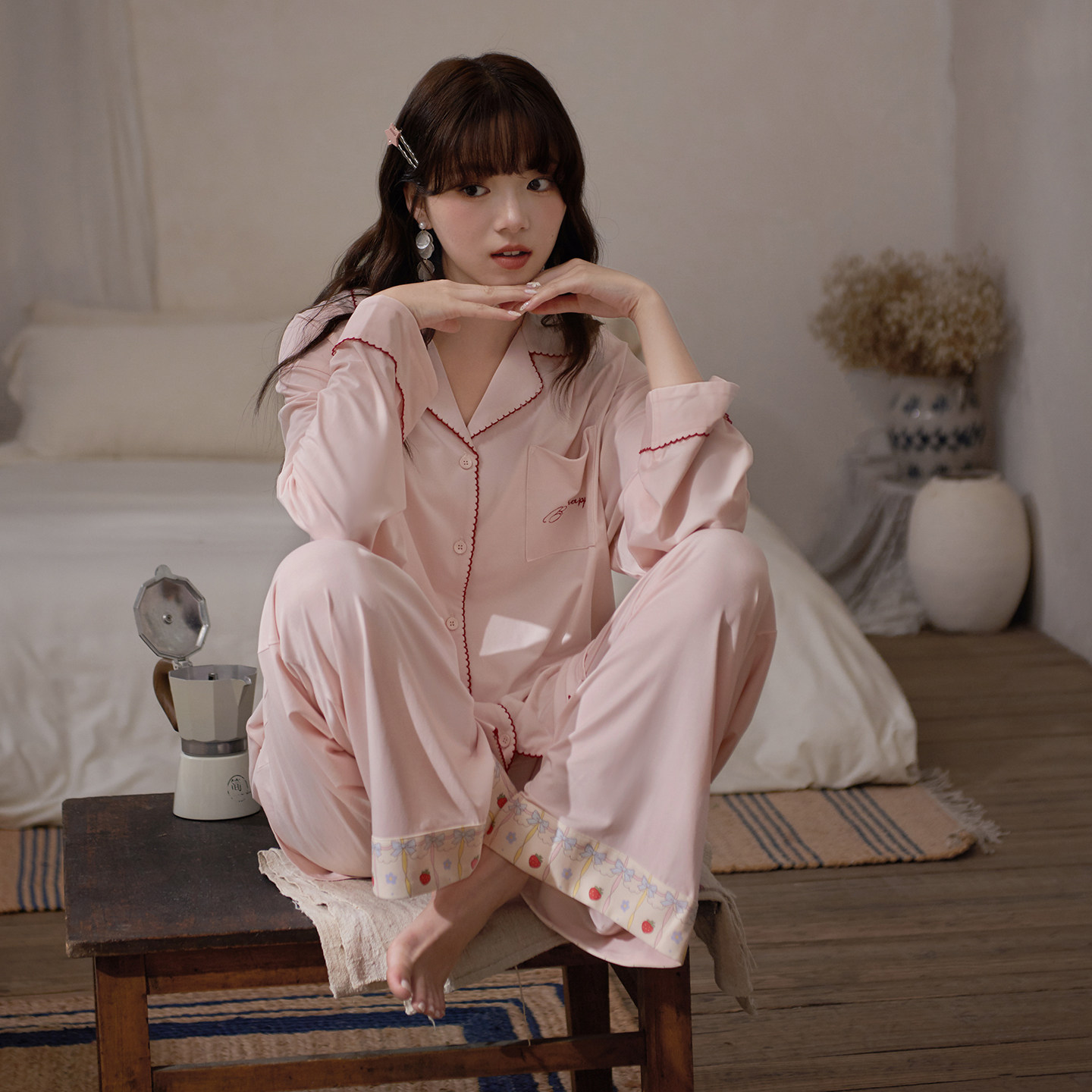 马克公主莫代尔睡衣甜美温柔撞色