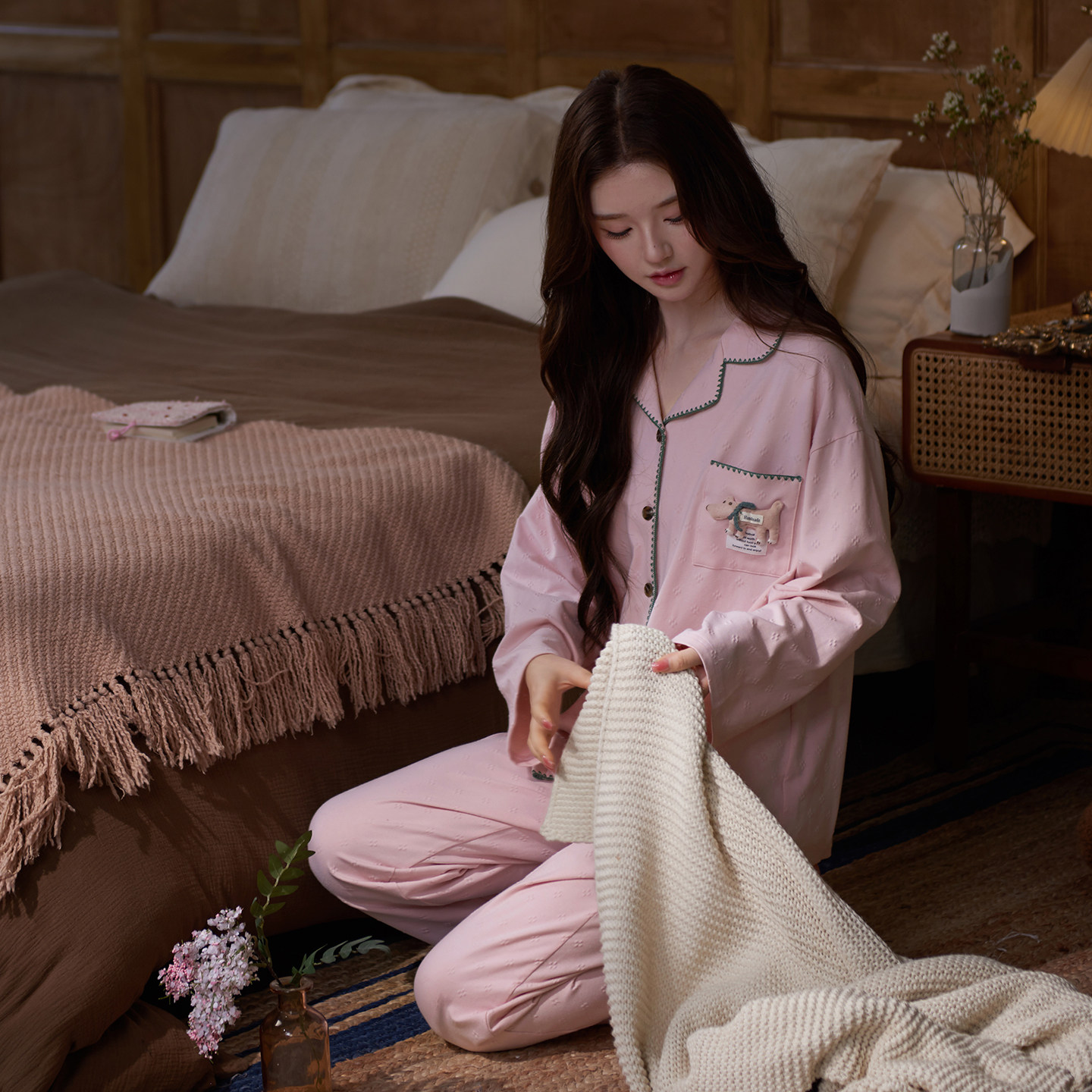 马克公主纯棉睡衣女款2026新款春秋粉色长袖巨好看绝美洋气家居服