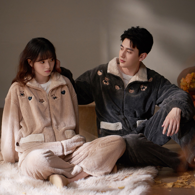 马克公主珊瑚绒可爱冬季情侣睡衣