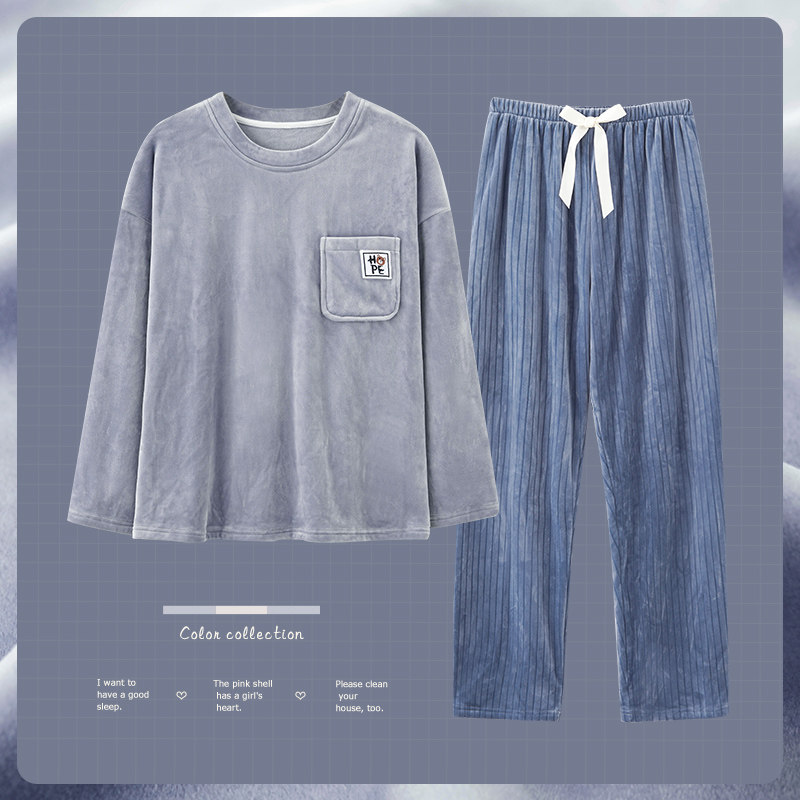 马克公主睡衣女款冬季保暖海岛绒韩系慵懒风少女家居服可外穿套装