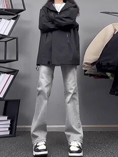 复古牛仔裤男宽松直筒显瘦裤子潮流美式高街vibe百搭休闲微喇叭裤