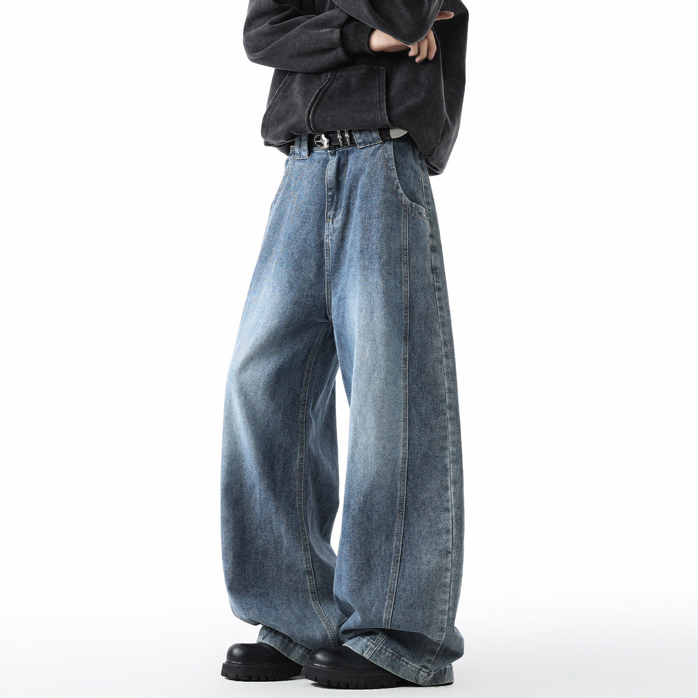 解构牛仔裤男2026新款直筒宽松阔腿美式高街裤子潮流百搭休闲长裤,男装,牛仔裤,淘宝优惠券,粉丝福利购,淘宝优惠卷