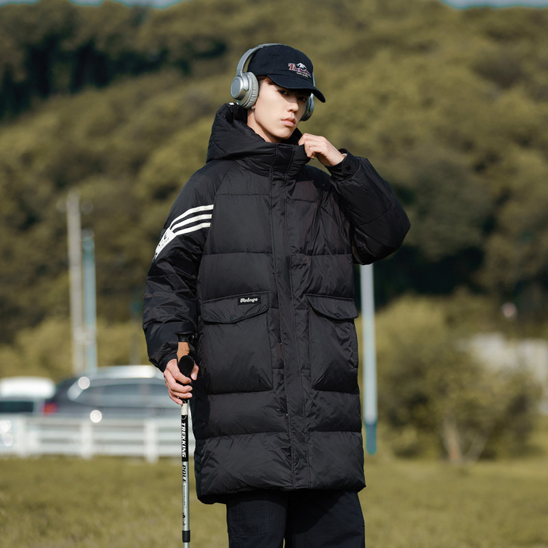 羽绒服情侣中长款冬装斜三杠加厚大口袋工装白鸭绒102B-Y9803P215,男装羽绒服,星座102B