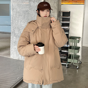 加厚潮男大领子连帽工装情侣款宽松保暖羽绒服男女102B-Y5922P185图片