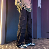 2024秋水洗棉多口袋直筒工装裤子男抽绳束脚休闲长裤102B-K201P68，男装休闲裤，星座102B