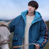 加厚潮帅气连帽品牌logo情侣中长款宽松羽绒服男女102B-Y902P195，男装羽绒服，星座102B