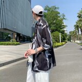 港风原宿卡通情侣款短袖衬衫ins百搭韩版设计感102B-C8612P30，男装衬衫，星座102B