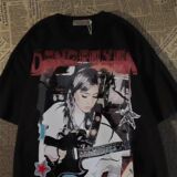 纯棉明星吉他复古短袖T恤宽松百搭炸街休闲夏季男女102B-T1204P30，男装T恤，星座102B