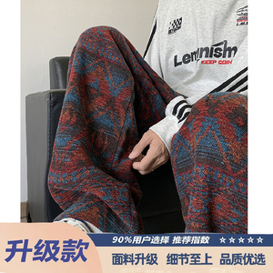潮民族风裤秋冬慵懒风阔腿裤新风提花休闲长裤102B-K4999P68图片