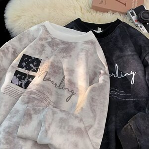秋25扎染脏脏卫衣嘻哈痞帅重磅上衣古着外套102B-W8112P48加绒58