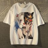 纯棉美式潮牌小丑印花短袖t恤男女2024新款宽松T恤102B-T2083P30，男装T恤，星座102B