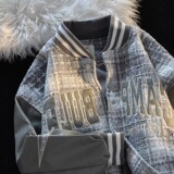 秋2025双层原版刺绣十字架棒球服宽松pu皮拼接夹克102B-JK333P78，男装夹克，星座102B