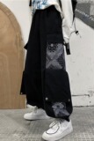 秋纽扣多袋拼接腰果花男女复古宽松抽绳束脚休闲裤102B-K9825P55，女装休闲裤，星座102B