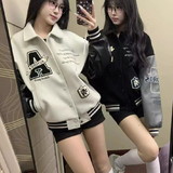 秋25美式复古棒球服外套刺绣情侣夹克宽松拼接上衣102B-JK8839P75，男装夹克，星座102B