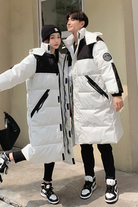 23冬装棉服工作服宽松拼接连帽中长款情侣棉衣外套102B-M281P135图片