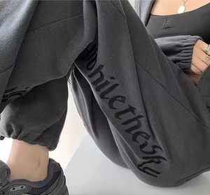 2024秋280G纳尼韩版字母刺绣宽松卫裤运动裤男女102B-K8249P55图片