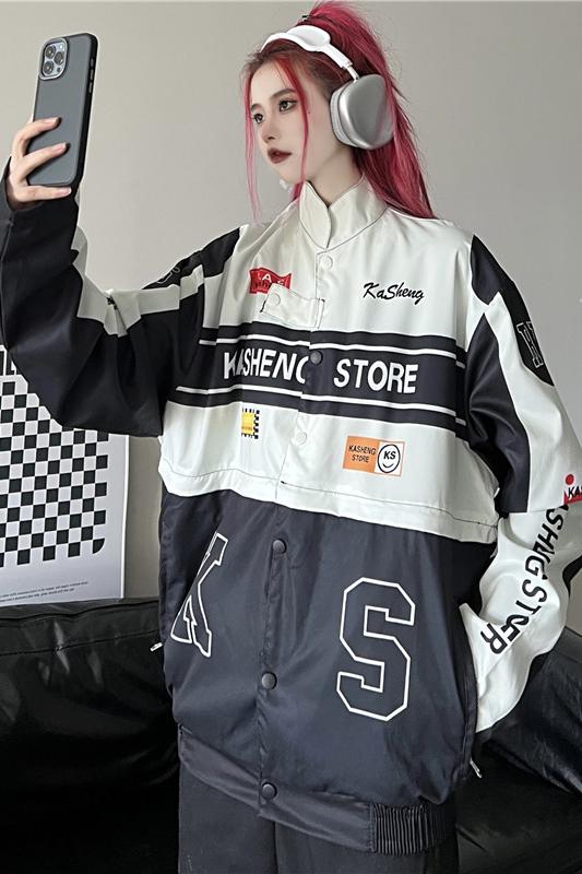 加内里可拆卸棒球服秋装美式复古机车服夹克两穿上衣102B-J808P98,女装短外套,星座102B