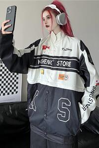 加内里可拆卸棒球服秋装美式复古机车服夹克两穿上衣102B-J808P98图片