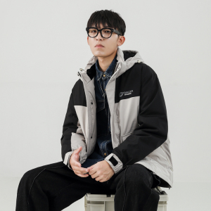 冬季连帽80绒加厚羽绒服情侣拼接夹克外套羽绒衣潮102B-Y8635P175图片