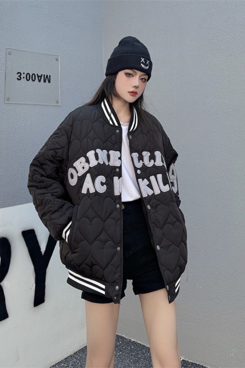 秋冬潮流美式刺绣字母棒球服ins加棉百搭棉衣外套102B-M3125P115,女装棉衣/棉服,星座102B