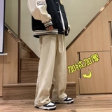 加绒灯芯绒编织绳直筒裤学生韩版阔腿休闲裤102B-K8058P45加绒55，男装休闲裤，星座102B