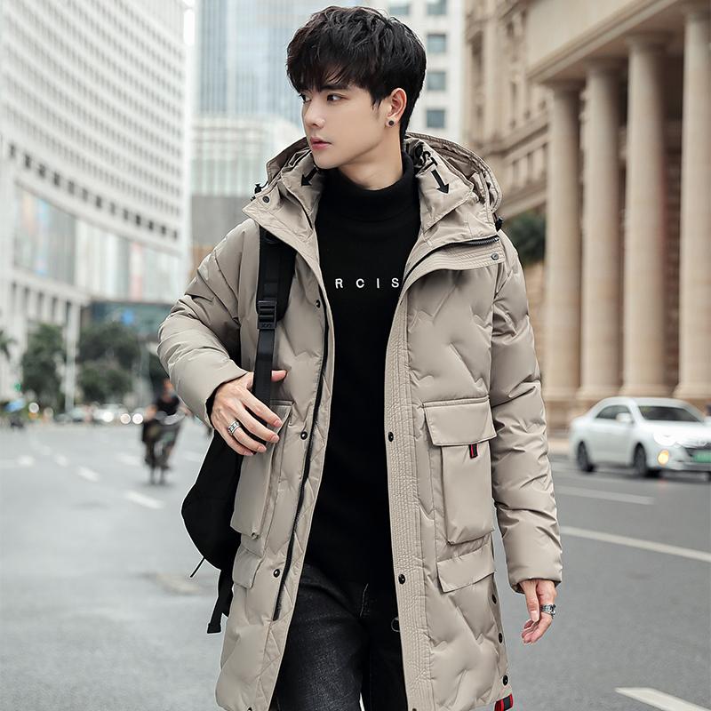 黑主色大码中长款冬季连帽80绒加厚羽绒服男102B-Y045P195,男装羽绒服,星座102B