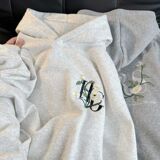 加厚款立体绣花潮卫衣连帽衫情侣加绒外套102B-W2748P55加绒65，女装短外套，星座102B