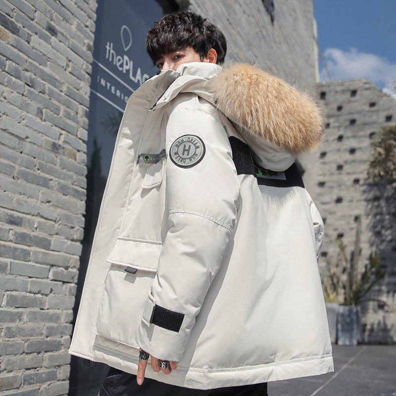 2022年冬款加厚潮帅气连帽貉子真毛情侣外套羽绒服102B-Y068P315，男装羽绒服，星座102B