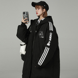 加厚潮男字母印花连帽中长情侣宽松工装羽绒服男女102B-Y5085P165，男装羽绒服，星座102B