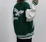 2024秋棒球服宽松拼接刺绣毛呢PU皮袖夹克休闲外套102B-W172P78，男装夹克，星座102B