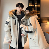 千玺同款大毛领羽绒服冬款情侣派克户外工装加厚102B-Y8912P195，男装羽绒服，星座102B