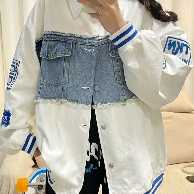 牛仔刺绣拼接工装夹克男女日系情侣装潮牌宽松外套102B-JK333P78,男装夹克,星座102B