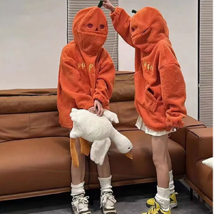 秋25南瓜人搞怪设计仿羊羔毛绒衫外套连帽卡通卫衣102B-W3122P58图片