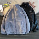 秋冬季加绒羊羔绒外套男宽松两面穿棉服情侣皮棉衣102B-M3192P105，男装棉衣，星座102B