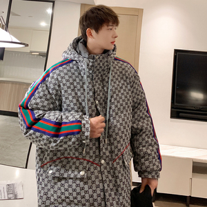 韩高订面料logo连帽羽绒服情侣中长款冬加厚外套102B-Y5909P280，男装羽绒服，星座102B